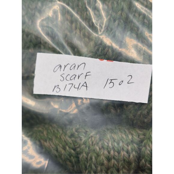 Aran Sweater Market Scarf Wool Ireland One Size Unisex Green Fisherman Cable - Picture 11 of 11